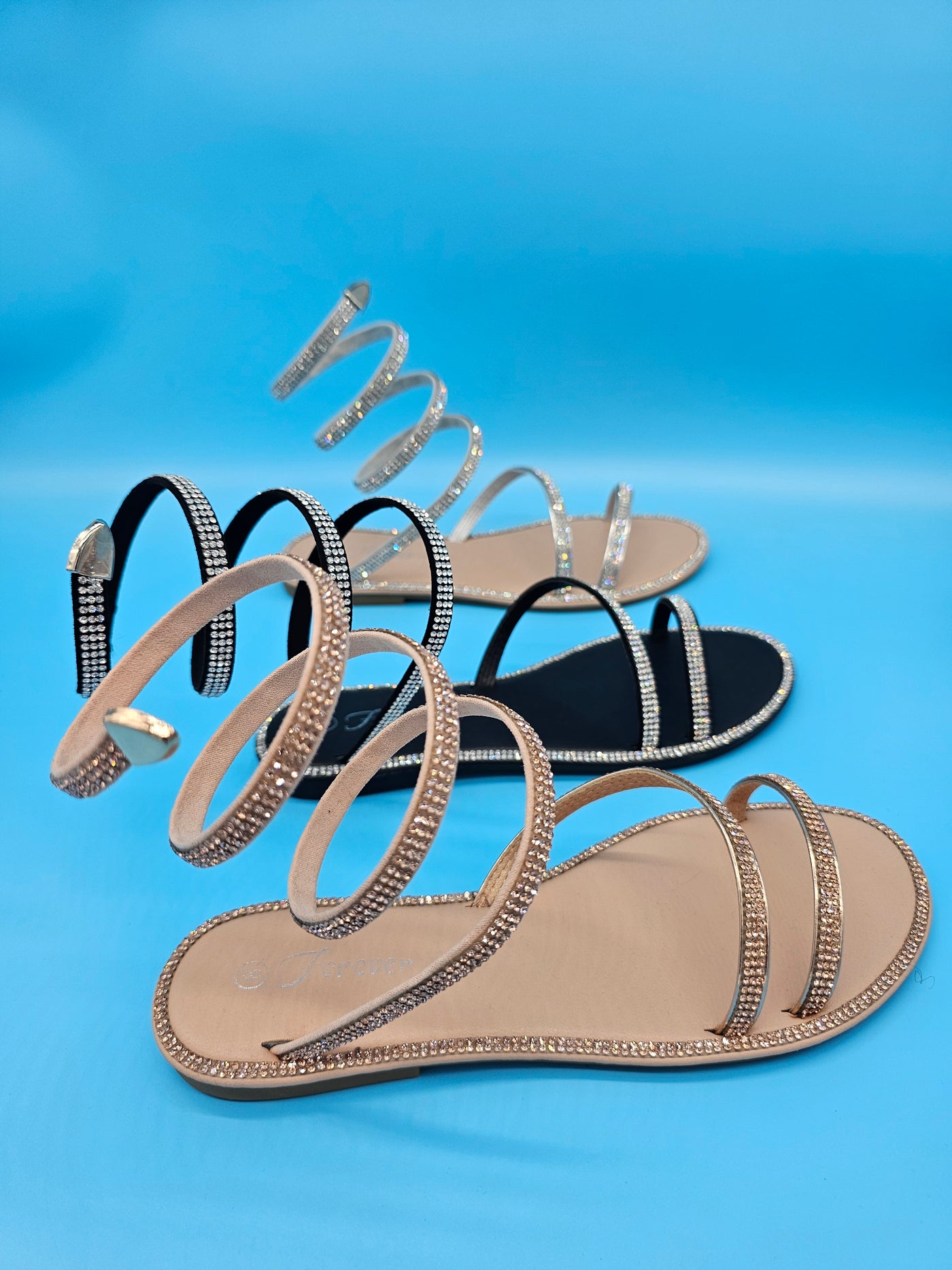 Rhinestones High Warp Strap Sandals