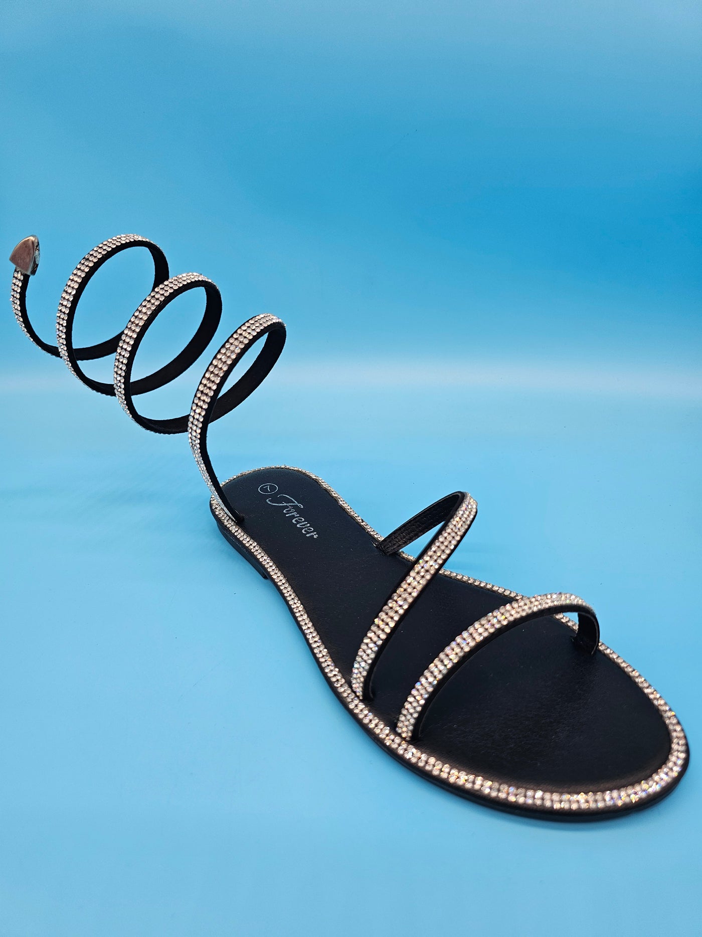 Rhinestones High Warp Strap Sandals