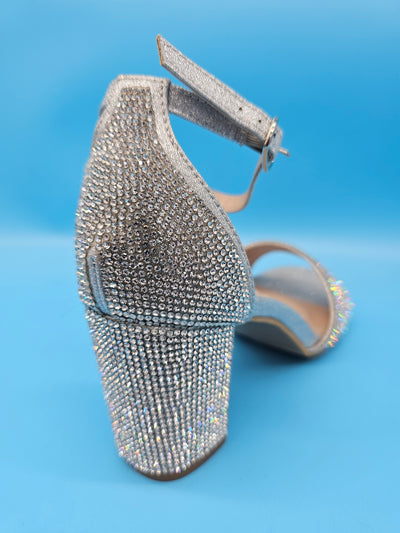 Crystal Covered Chunky Dressy Heels