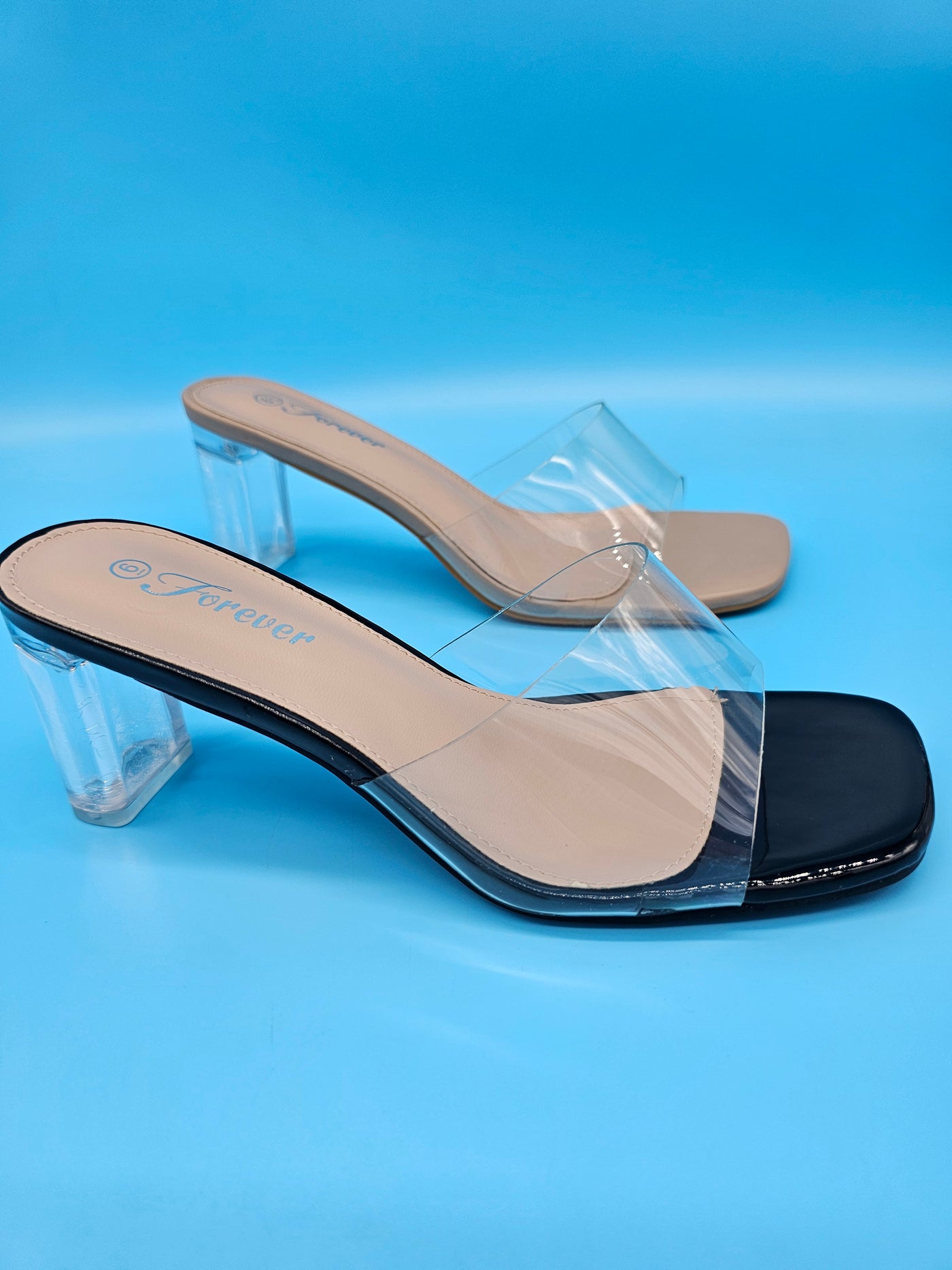 Low Clear Heels Slip On