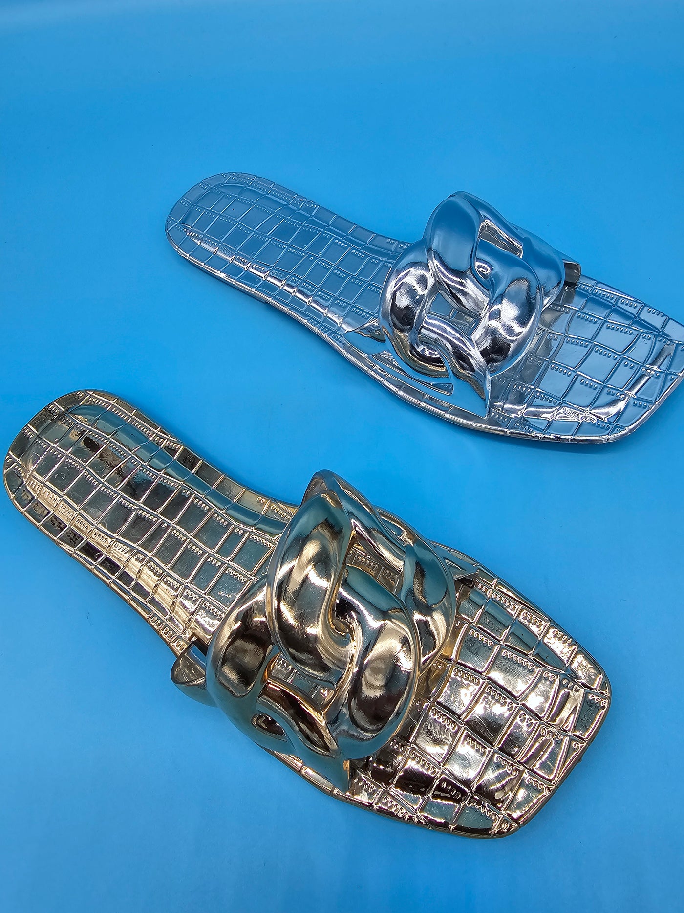 Metallic Chain Slippers