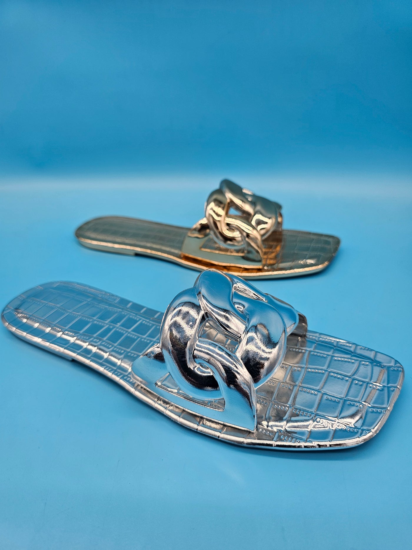 Metallic Chain Slippers