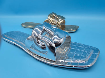 Metallic Chain Slippers