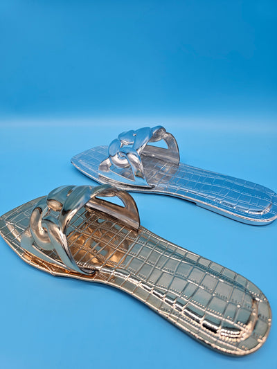 Metallic Chain Slippers