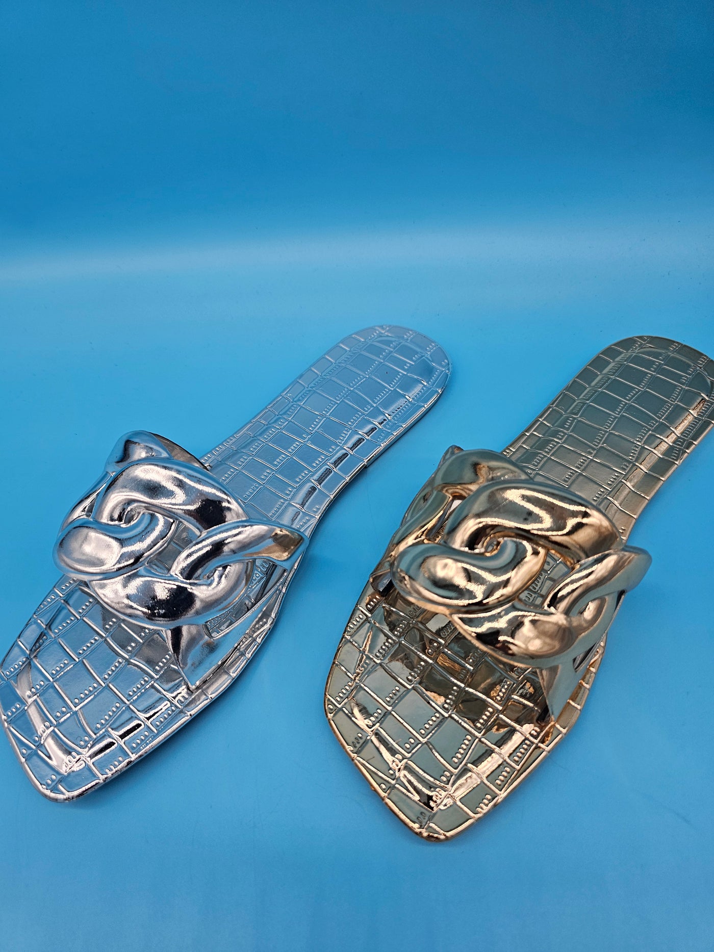 Metallic Chain Slippers