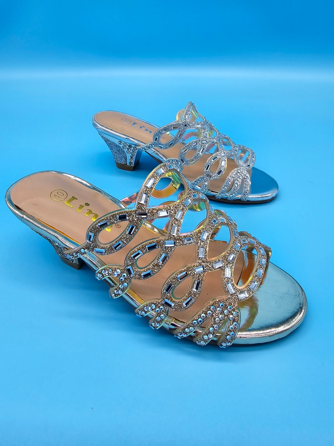 Kids Crystal Low Dressy Heels