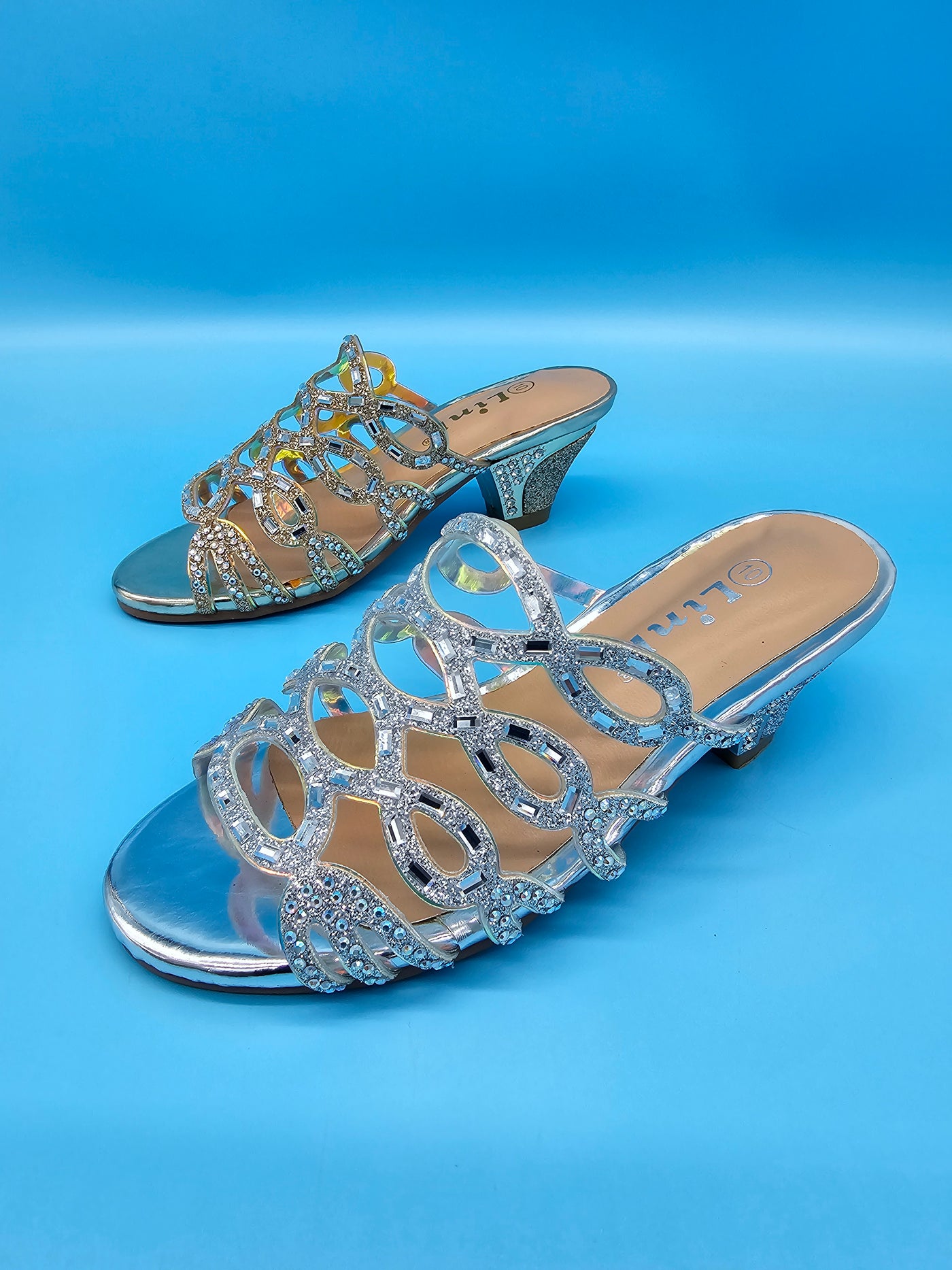 Kids Crystal Low Dressy Heels