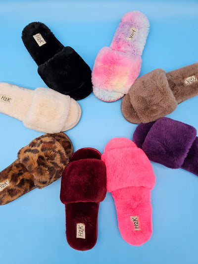 Furry Slip On Slippers