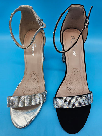 Rhinestones Covered Block Heels