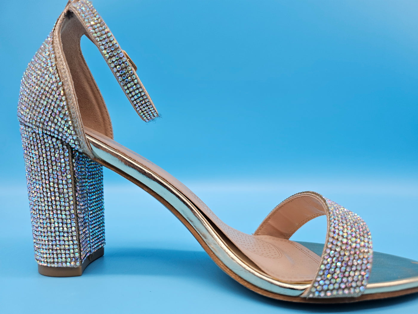 Rhinestones Covered Block Heels