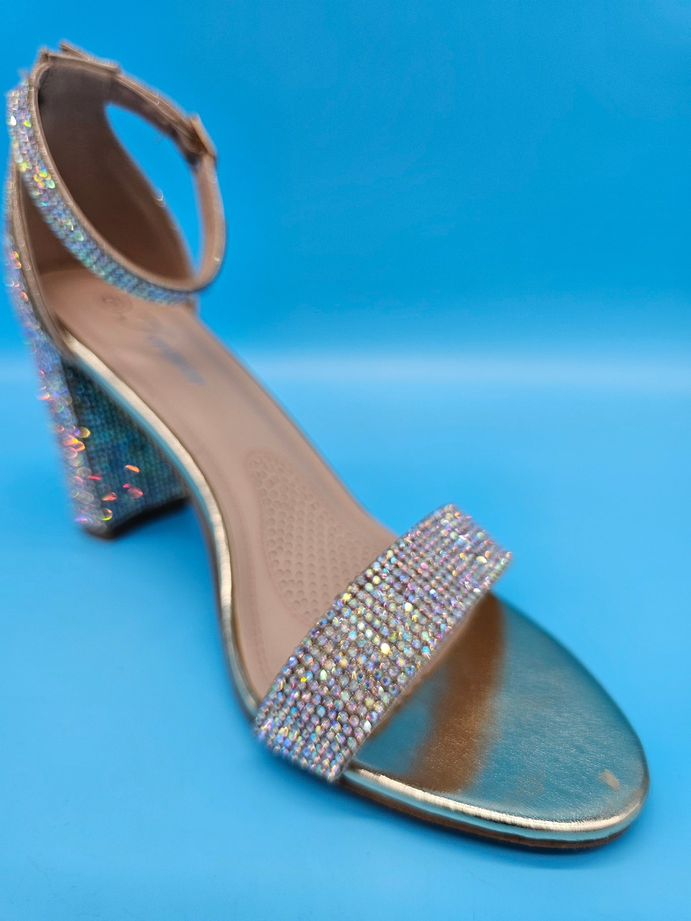 Rhinestones Covered Block Heels