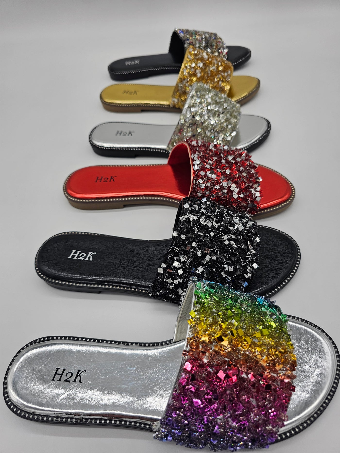 Open Toe Crystal Slippers