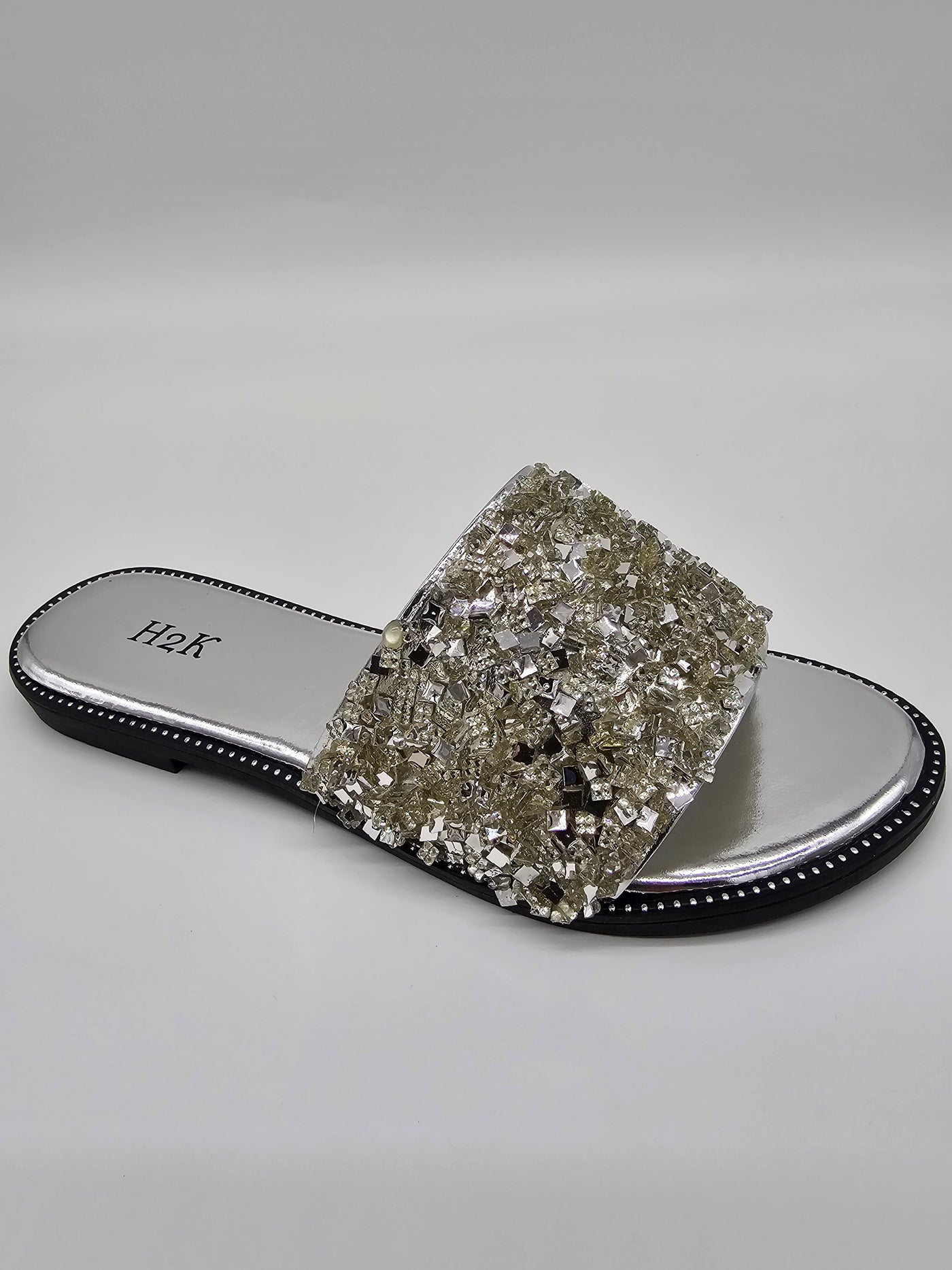 Open Toe Crystal Slippers