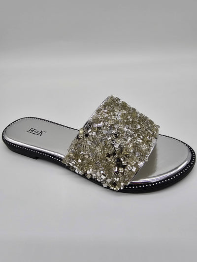 Open Toe Crystal Slippers