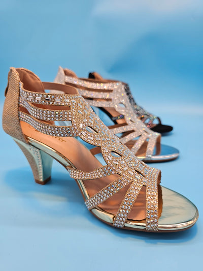 Dressy Low Crystal Heels