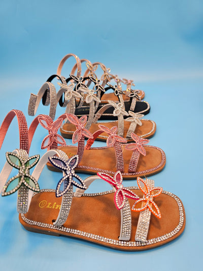 Kids Rhinestones Wrap Around Flat Sandals