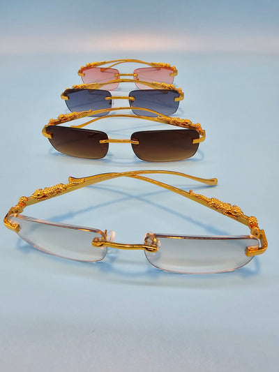 Frameless Square Lens Gold Jaguar Design