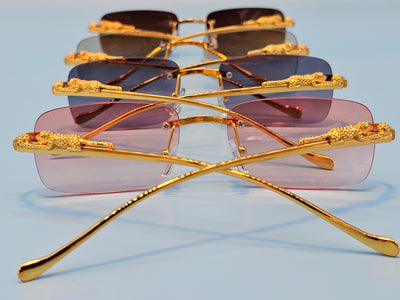 Frameless Square Lens Gold Jaguar Design