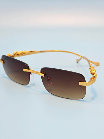 Frameless Square Lens Gold Jaguar Design