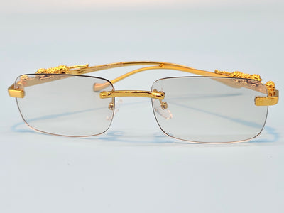 Frameless Square Lens Gold Jaguar Design