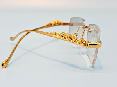 Frameless Square Lens Gold Jaguar Design