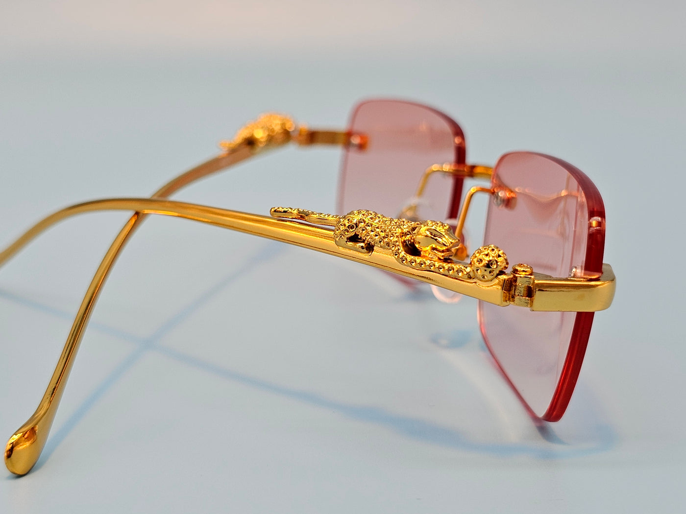 Frameless Square Lens Gold Jaguar Design