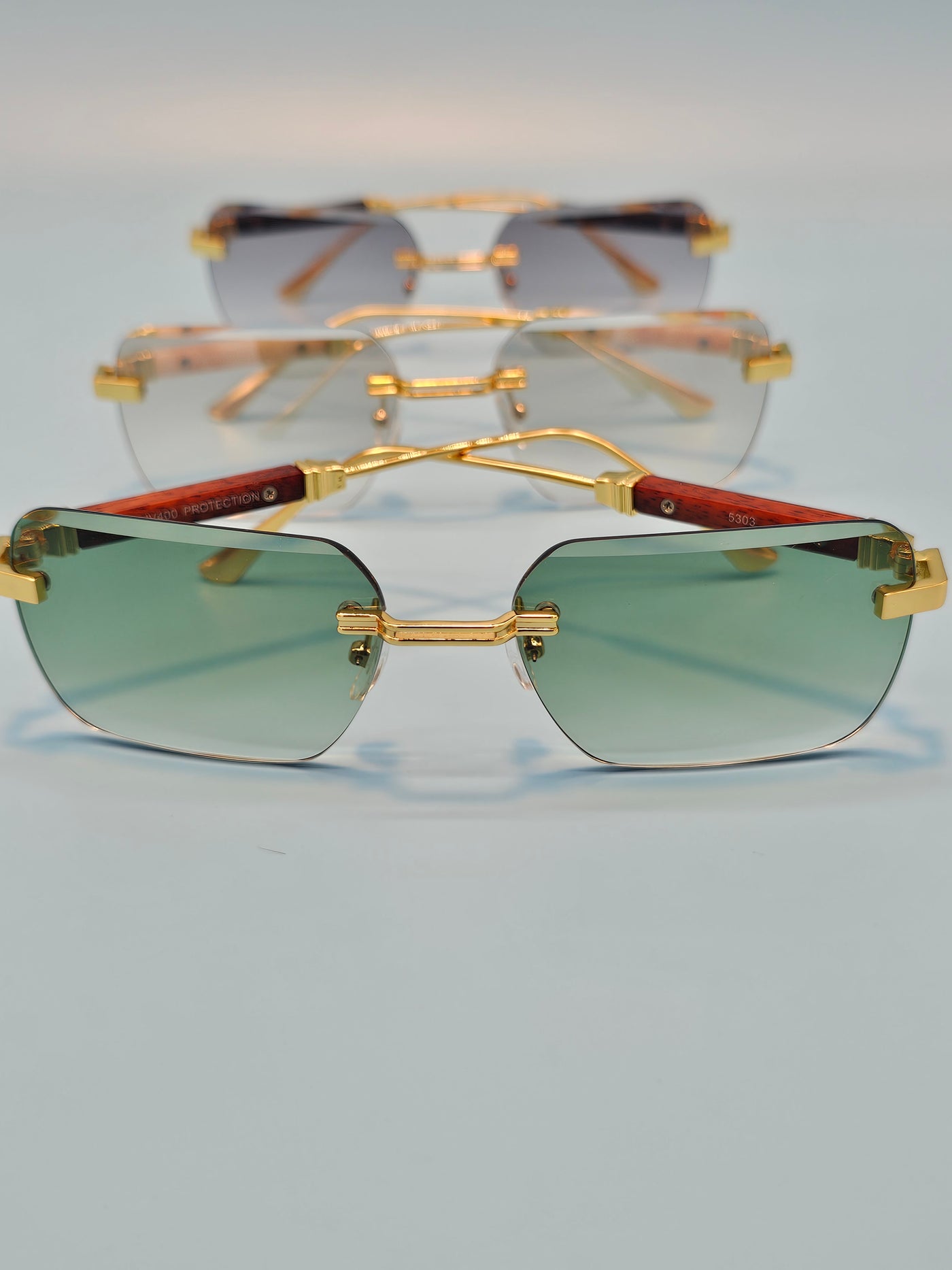 Rimless Gold Decorated Sunglasses