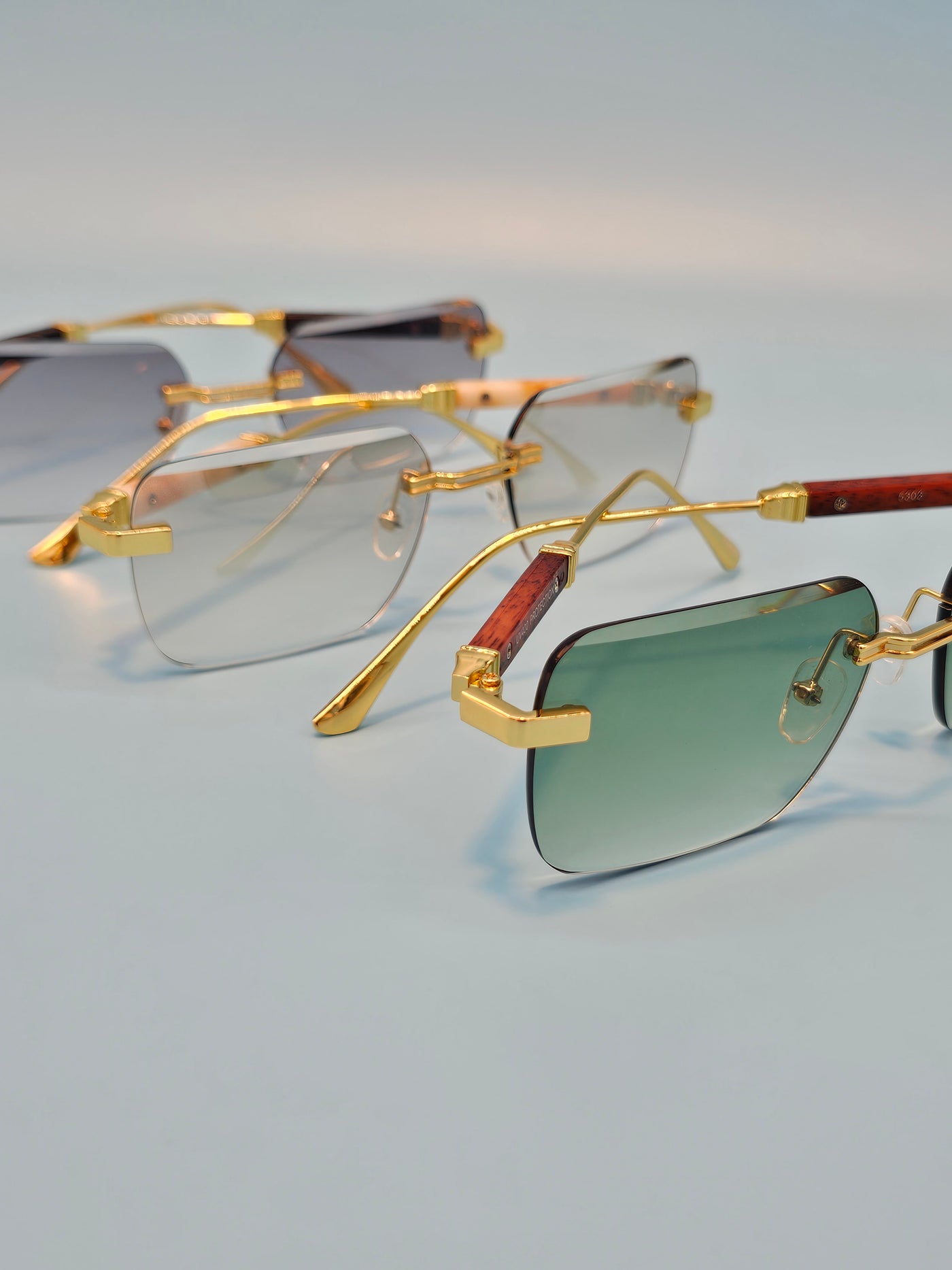 Rimless Gold Decorated Sunglasses