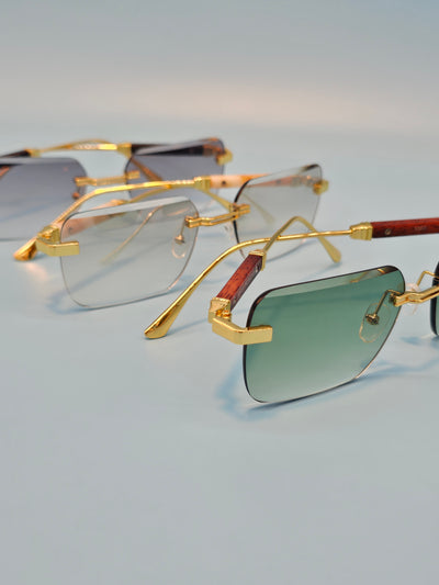 Rimless Gold Decorated Sunglasses