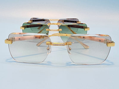 Rimless Gold Decorated Sunglasses