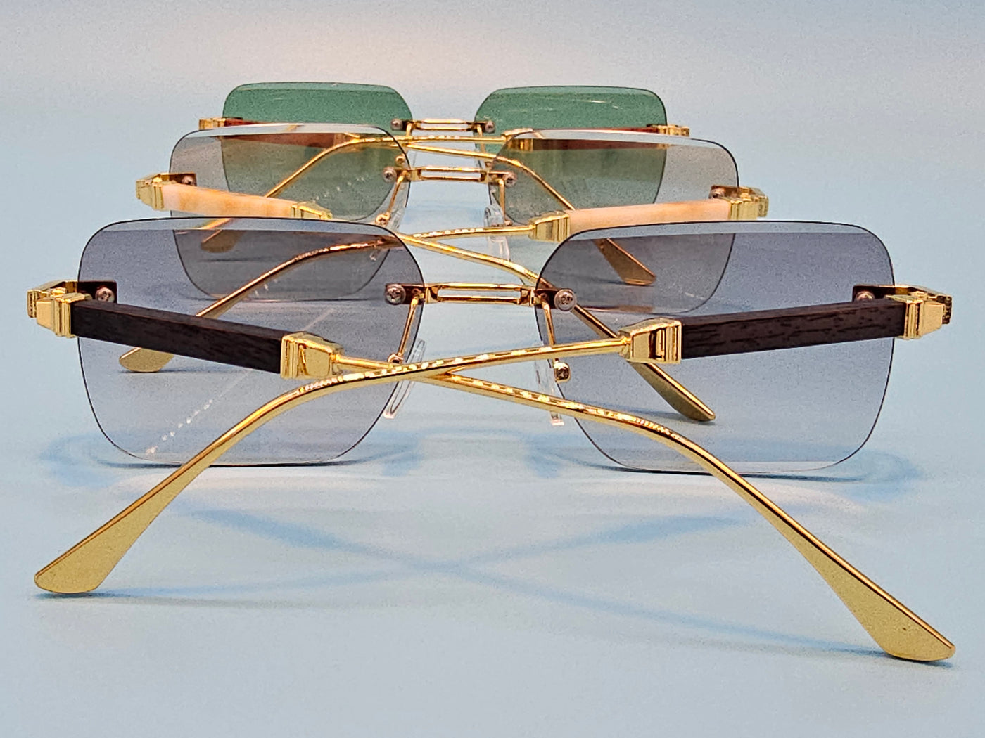 Rimless Gold Decorated Sunglasses