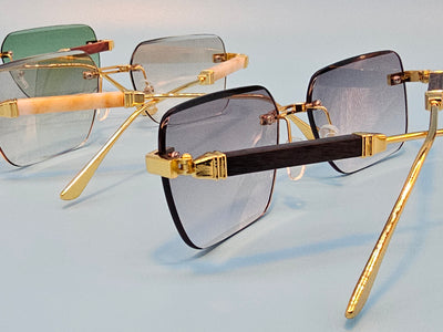 Rimless Gold Decorated Sunglasses