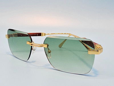 Rimless Gold Decorated Sunglasses