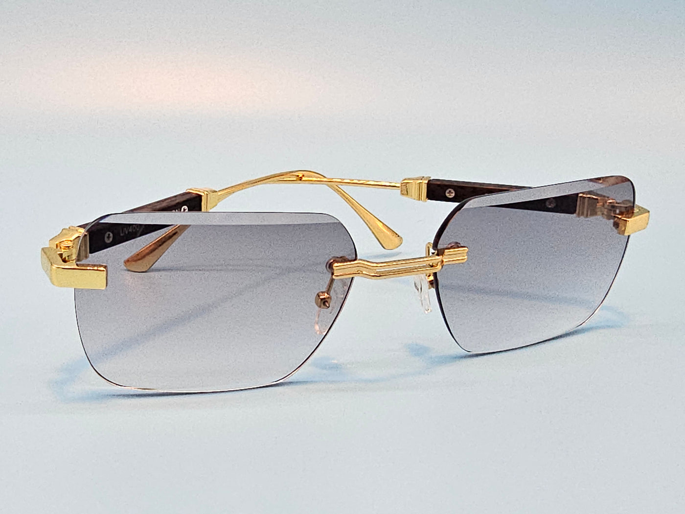 Rimless Gold Decorated Sunglasses