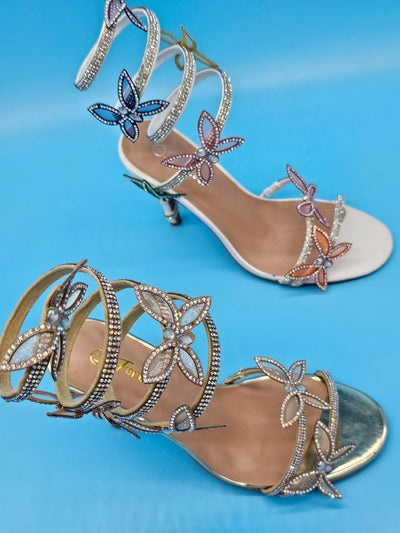 Rhinestones Wrap Around Elegant Heels