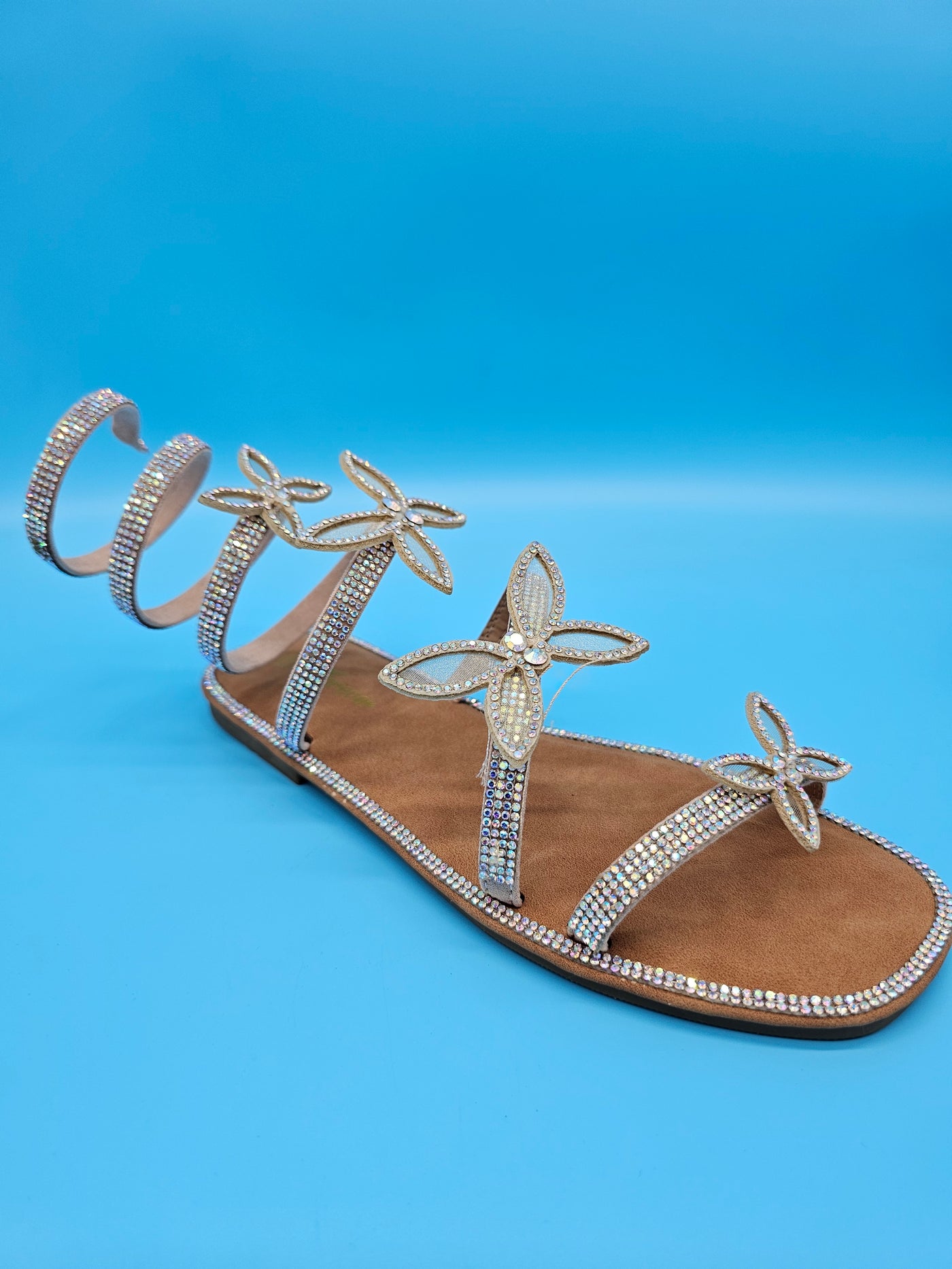 Rhinestones Spiral Wrap High Sandals