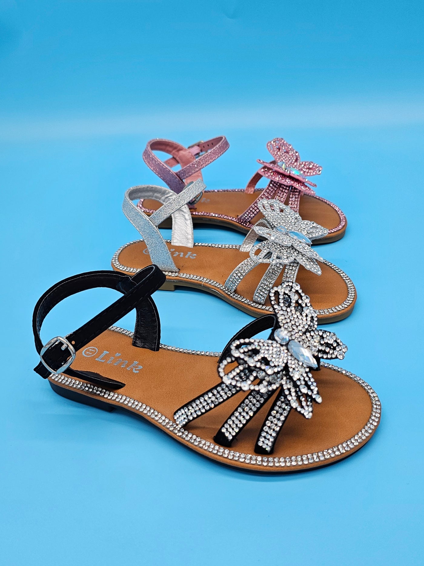 Kids (9-4) Butterfly Rhinestones Covered Fancy Sandals