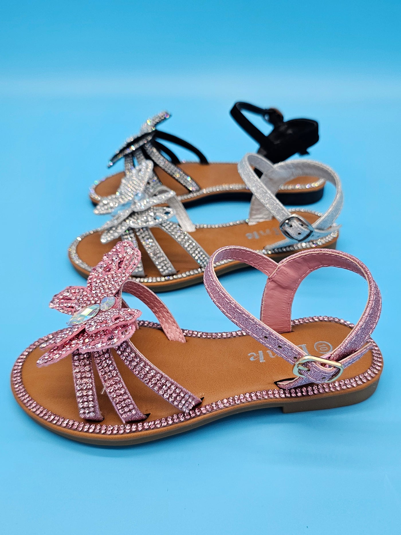 Kids (9-4) Butterfly Rhinestones Covered Fancy Sandals