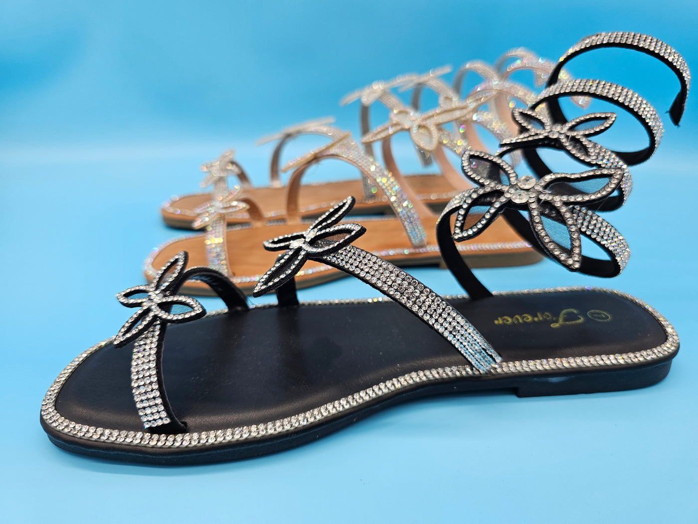 Rhinestones Spiral Wrap High Sandals