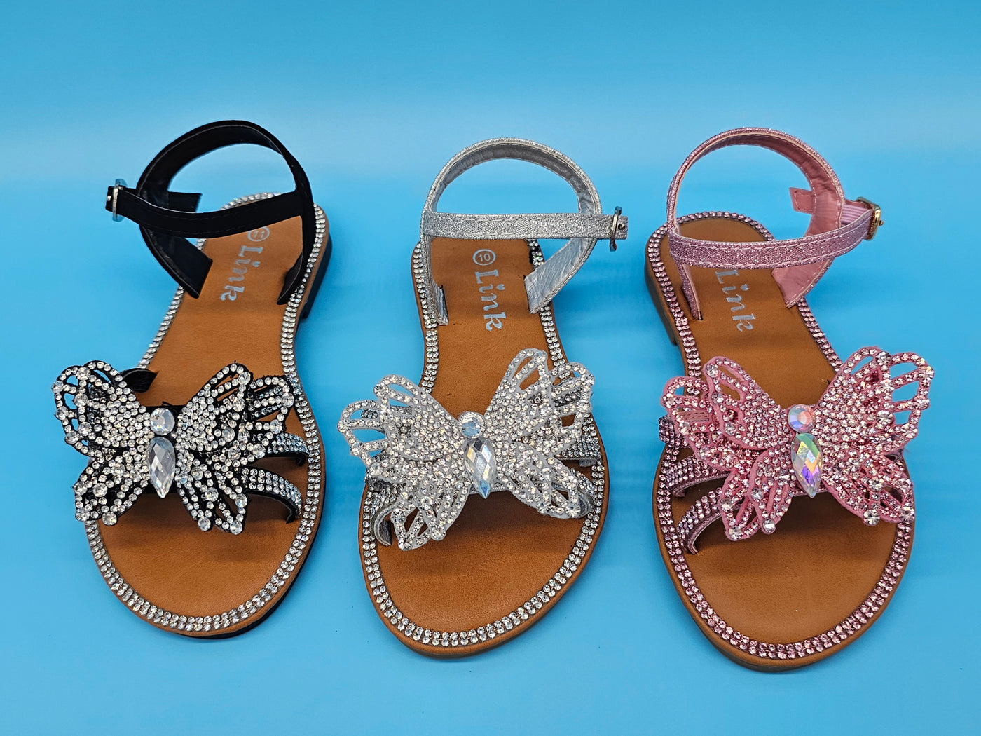 Kids (9-4) Butterfly Rhinestones Covered Fancy Sandals