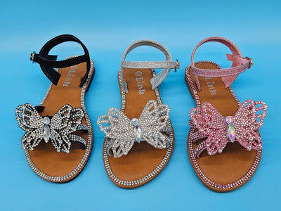 Kids (9-4) Butterfly Rhinestones Covered Fancy Sandals
