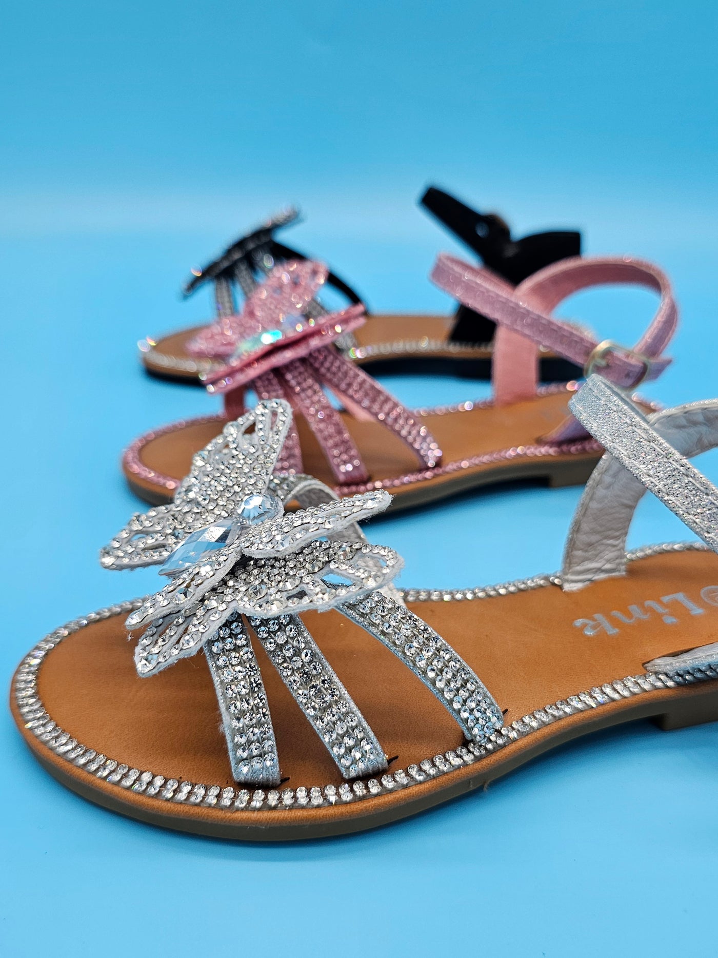 Kids (9-4) Butterfly Rhinestones Covered Fancy Sandals