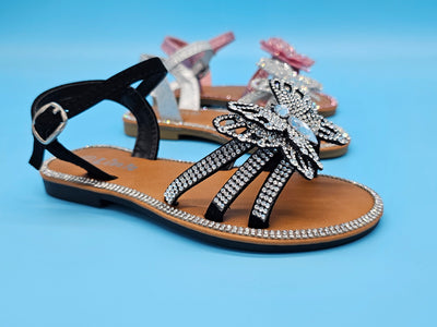Kids (9-4) Butterfly Rhinestones Covered Fancy Sandals