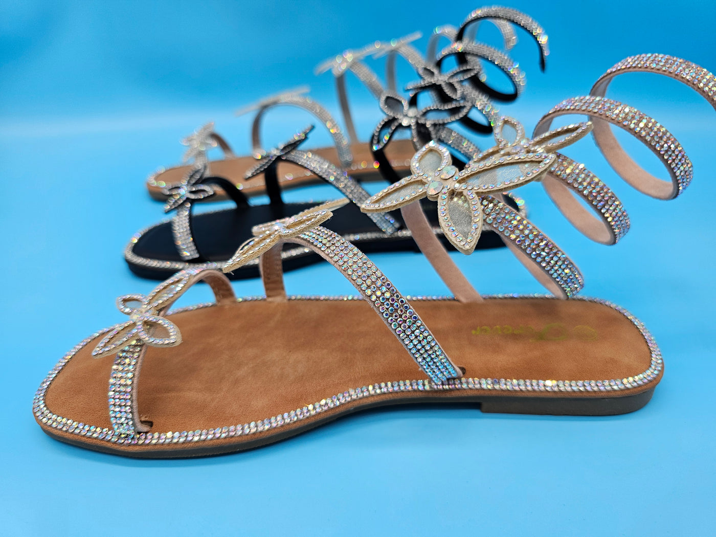 Rhinestones Spiral Wrap High Sandals