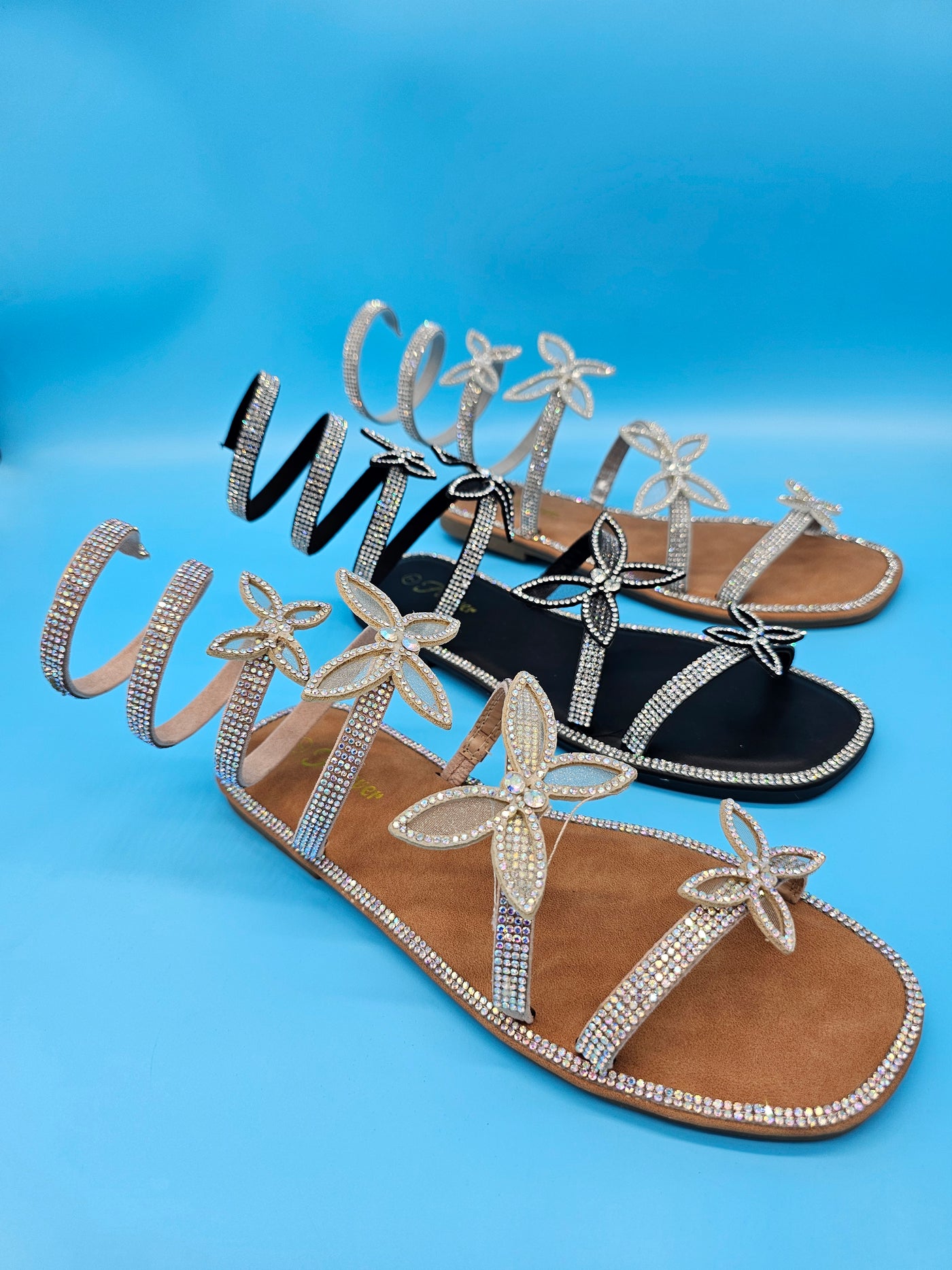 Rhinestones Spiral Wrap High Sandals