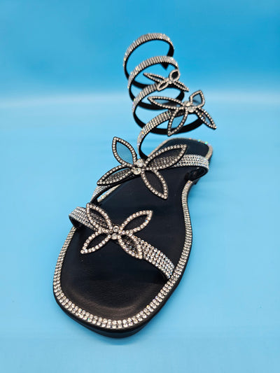 Rhinestones Spiral Wrap High Sandals