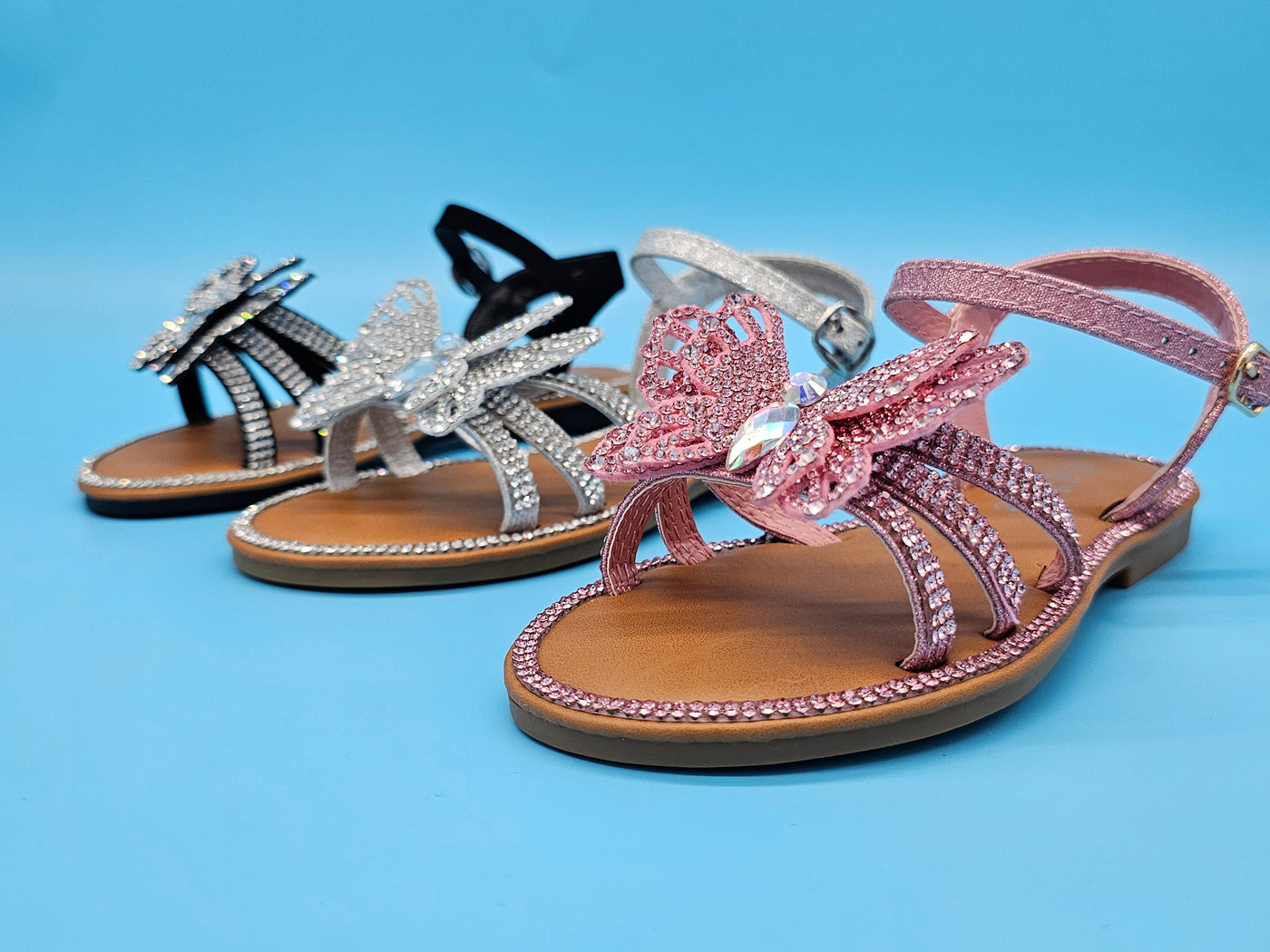 Kids (9-4) Butterfly Rhinestones Covered Fancy Sandals