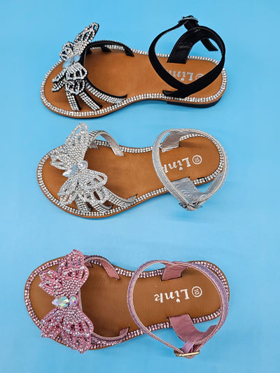 Kids (9-4) Butterfly Rhinestones Covered Fancy Sandals
