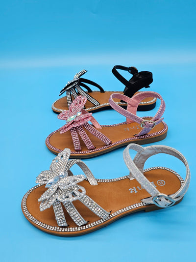 Kids (9-4) Butterfly Rhinestones Covered Fancy Sandals