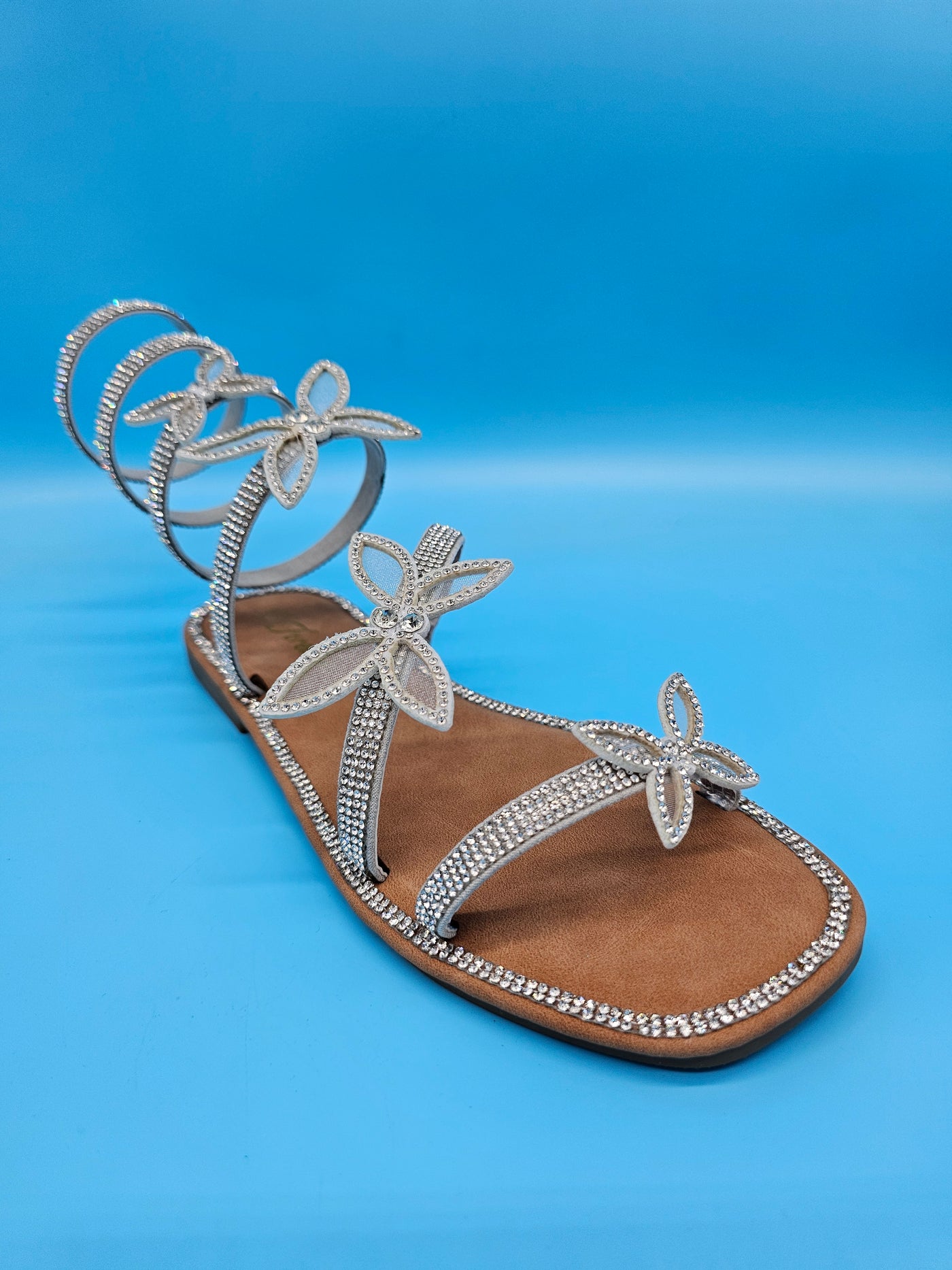 Rhinestones Spiral Wrap High Sandals